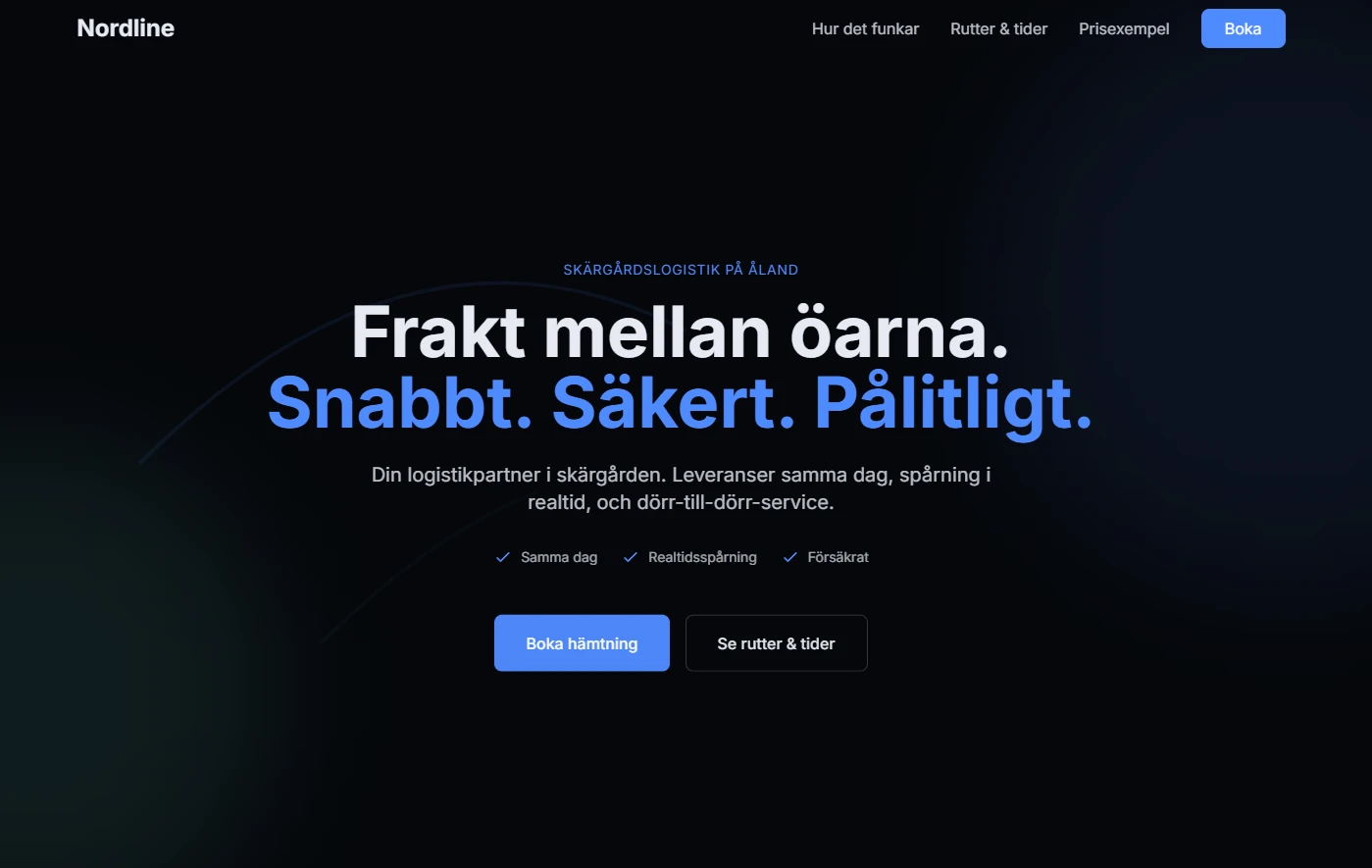 NORDLINE logistikföretagswebbplats